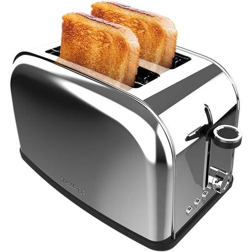 Grille-Pain Vertical 2 Fentes Courtes Toastin' Time 850 Inox Lite. 850 W,2 Tranches De Pain,Fente Large 3,8 Cm,Support Pour Petits Pains Et Bac À Miettes,Acier Inoxydable