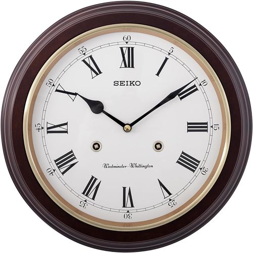 ChenQuanSarl-Station Clock Qxh202B Rrp Sonnerie Westminster, Interrupteur On/Off, Encadrement Bois D'Aulne 31.4 X 31.4 X 6.1 Cm