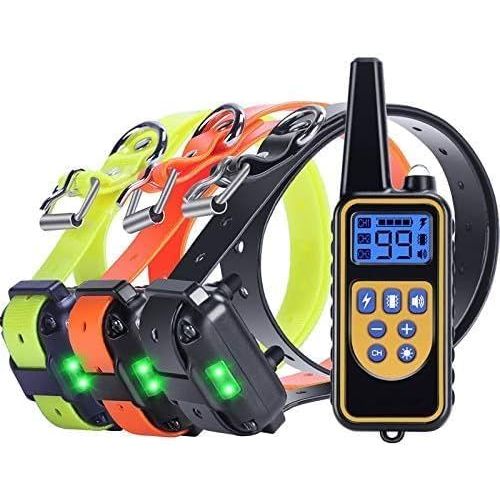 Collier De Dressage Pour Chiens Avec Beep Vibra Choc Étanche Et Rechargeable Collier Télécommande 800 Verges Pour 3 Chiens (Noir Orange Blanc)