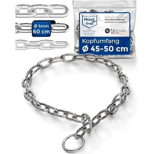 Chenquansarl-Inoxydable Colliers Étrangleurs Avec Arrêt De Traction Pour Dres De Chiens - Collier De Chien Chaîne De Acier Inoxydable - Court 5mm Épais - Longueur 60cm Avec Limitation De Traction