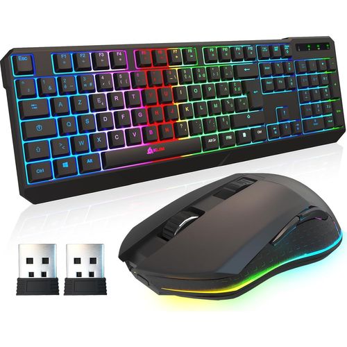 Chroma ¿ Clavier sans Fil Gaming AZERTY FR, Rétroéclairage RGB, Silencieux & Ergonomique, Batterie Intégrée Longue Durée, Résistant aux Éclaboussures ¿ USB 2,4 GHz pour PC/Mac/PS4/PS5 ¿ Noir