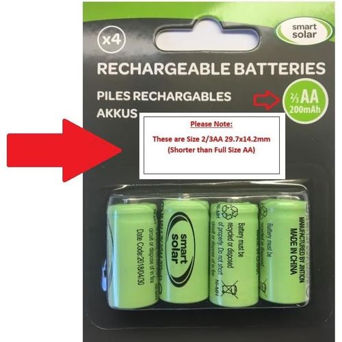 Kalanka-Lot De 4 Piles Rechargeables Ni-Mh 2/3 Aa 200mah 1.2v Pour Produits Solaires