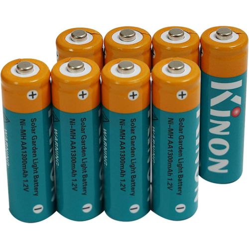 Kalanka-Double A Piles Rechargeables 1.2v Nimh Aa 1300mah (8 Pièces) Pour Lumières Solaires Extérieures De Jardin Lumières De Chemin De Paysage Lumières De Porche Et De Patio