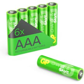 HEUE-Piles Rechargeables Aaa Nimh 650 Mah - Lot De 6|Charge & Save| Préchargées,Longue Durée,Résistantes Aux Températures Extrêmes|Idéales Pour Téléphones Sans Fil,Lampes,Accessoires Pc,Joue
