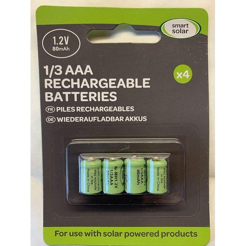Kalanka-Lot De 4 Piles Rechargeables Ni-Mh 1/3 Aaa 80 Mah 1,2 V Pour Produits Solaires