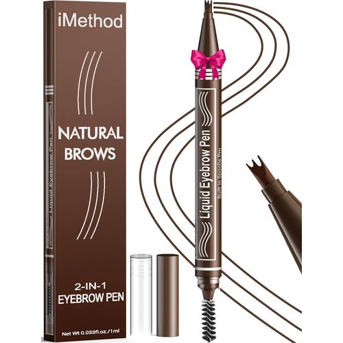 Kalanka-Microblading Crayon À Sourcils - 2 En 1 - Avec Deux Extrémités - Pour Femme - 3 Pointes Et Brosse Spoolie - Pour Sourcils Naturels - Tenue Toute La Journée - Marron Foncé 
