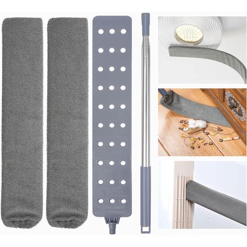Kalanka-Plumeau Télescopique, Brosse À Poussière De Chevet Avec Poignée En Acier Inoxydable, Lavable Flexible Brosse À Poussière Pour Nettoyer Canapé-Lit Les Voitures, Les Coins Et Les Meubles