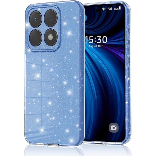 Trahoo-Coque Pour Xiaomi 14t 5g Glitter, Silicone Paillette Anti-Traces De Doigts, Anti-Chocs,Protection Caméra,Fine Et Souple Luxe Bling Tpu Housse Pour Xiaomi 14t,Bleu