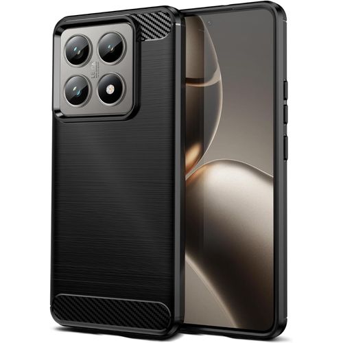 Coque Souple Anti¿Chocs Pour Xiaomi 14t & 14t Pro ¿ Tpu Résistant Effet Fibre De Carbone Ultra¿Mince, Noir