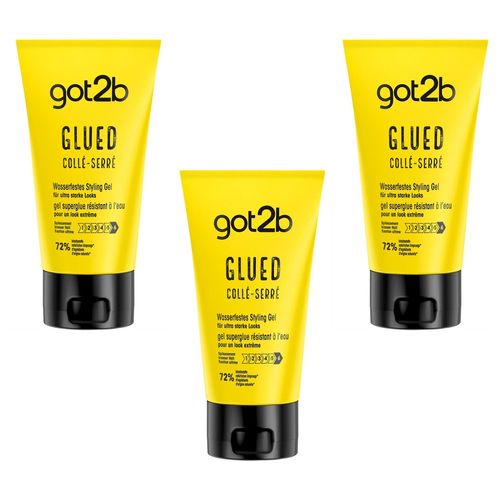 Got2b Lot De 3 Gels Coiffant Glued Collé-Serré Waterproof 150ml 
