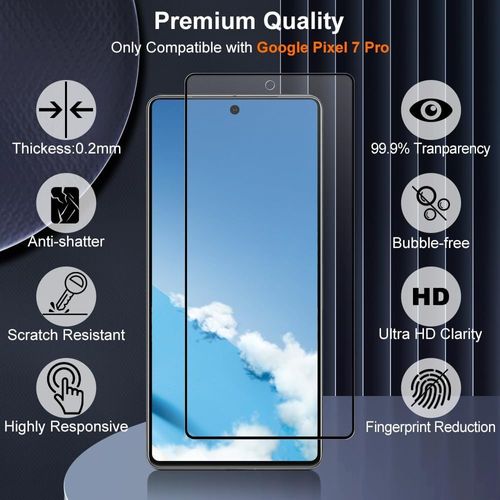 Cauc-Verre Trempé Pour Google Pixel 7 Pro, Haut Définition Protection Écran, 2 Pièces Vitre Protection De Anti Rayures, 3d Couverture Complète, Sensible Au Toucher
