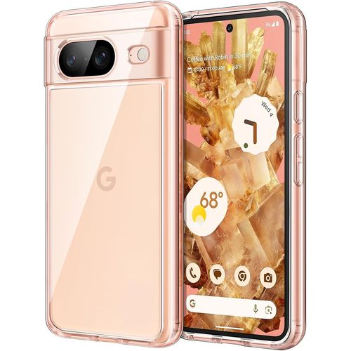 CAUC-Coque pour Google Pixel 8 6,2 Pouces 2023, Anti-Jaunissement Étui de Protection Antichoc, Housse Anti-Rayures Dos PC Dur (Rose)