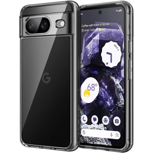 CAUC-Coque pour Google Pixel 8 6,2 Pouces 2023, Anti-Jaunissement Étui de Protection Antichoc, Housse Anti-Rayures Dos PC Dur (Noir Volcanique)