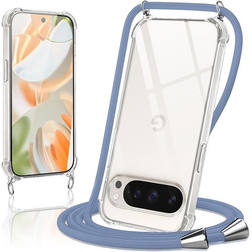 Trahoo-Coque Pour Google Pixel 10 Pro Avec Cordon, Housse Transparent Silicone Anti-Jaunissement Collier Réglable Case, Téléphone Étui Antichoc Portable Lanière Cover Pour Google 10 Pro - Gris