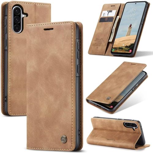 Trahoo-Coque Pour Samsung Galaxy A36, Etui Protection Housse Premium En Cuir Pu, Pochette Fermeture Magnétique [Fentes Pour Cartes] Flip Case Compatible Avec Samsung Galaxy A36, Brun