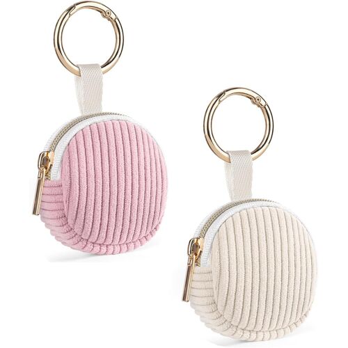 Kalanka-Lot De 2 Mini Pochette Bijoux Voyage Mini Boite A Bijoux Fille Femme Rangement Boucle D'oreille En Velours Côtelé Petit Sac Pour Colliers Bracelets Bagues Chaînes Jewelry 5,6*5,9*2,1cm(Rose&b