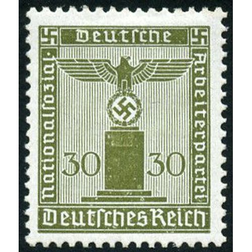 Allemagne, 3ème Reich 1942, Très Beau Timbre De Service Neuf** Luxe Yvert 125, Aigle Et Croix Gammée Sur Socle, 30pf. Vert Olive, Sans Filigrane.