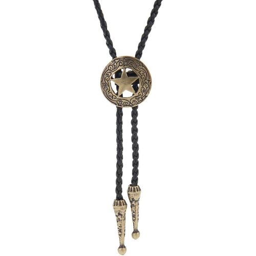 Bolo Tie Handmade Western Black Vintage Turquoise Cowboy Star Pendant For Men Women.[B1271]