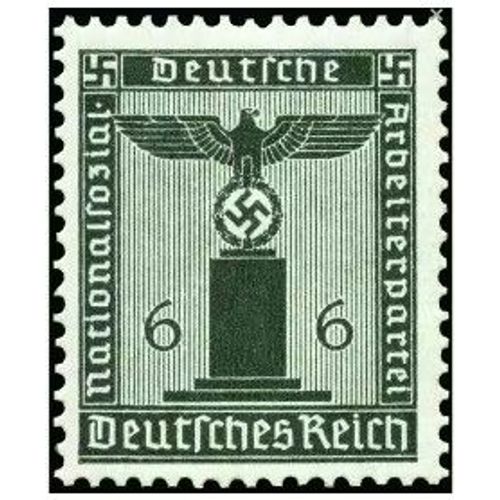 Allemagne, 3ème Reich 1938, Très Beau Timbre De Service Neuf** Luxe Yvert 109, Grand Aigle Et Croix Gammée Sur Socle, 6pf. Vert Gris, Filigrane Croix Gammées.