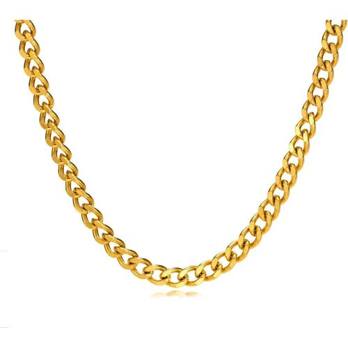 Kal-Chaine Collier Acier Inoxydable Or/Argent, Collier Grosse Maille Figaro Femme Homme, Chaine Couple 50cm/55cm/60cm, Cadeau Noël Saint Valentin Fête Des Pères Anniversaire Mariage