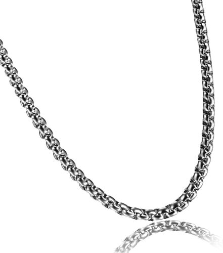 Kal-Collier Chaîne Homme Garçon Punk Rock Haut Poli Acier Inoxydable Chaîne 61cm Fantaisie Bijoux Cadeau