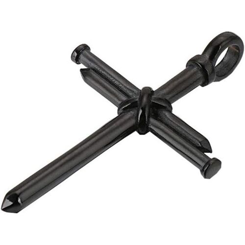 Kal-Homme Acier Inoxydable Nail Croix Charme Pendentif Collier Chaîne