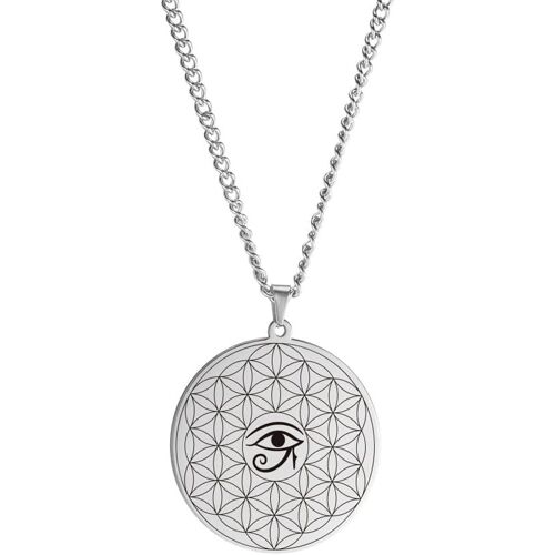 Kal-Collier Fleur De Vie Collier En Acier Inoxydable Oeil D'horus Pendentif Oeil Du Mal Talisman Bijoux Pour Hommes Femmes