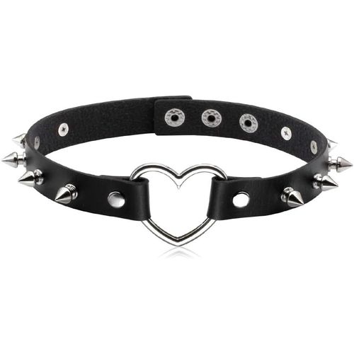 Kales-Collier Tour De Cou Gothique En Cuir Pu Pour Femme/Homme,Chaîne Punk Clavicule Noir Pour Accessoiriser Votre Tenue Rock,Cosplay Ou Costume D'halloween,Design Réglable,1 Pièce