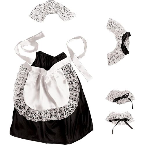 Trahoo-6665c - Set De Déguisement Fille De Maison, Coiffe, Collier, Manchettes, Jupe, Tablier, Serveuse, Fête Foraine, Carnaval
