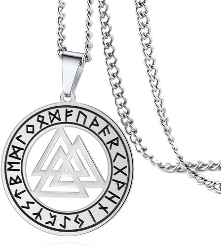 Kal-Collier Avec Pendentif Viking Nordique En Acier Inoxydable Avec Boussole Valknut Et Noeud Celtique
