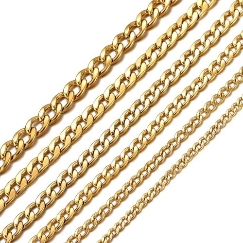 Kal-Collier En Acier Inoxydable Pour Homme De Fine À Massive Gourmette Large Argent Et Or