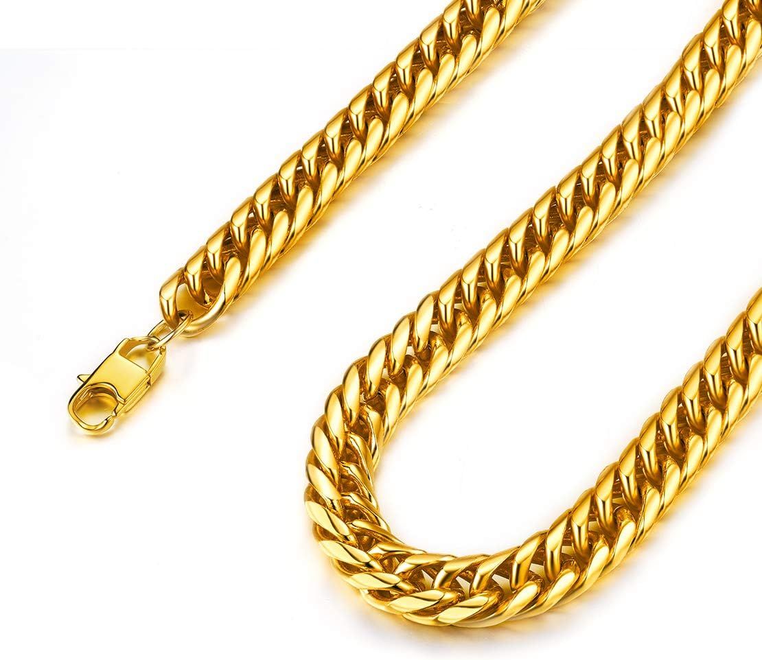 Chaîne En Or Jaune Massif 14 Carats Pour Homme Et Femme (3,3 Mm, 4 Mm, 5 Mm, 5,8 Mm Ou 7,8 Mm), 45,72 Cm, Or, Pas De Gemme