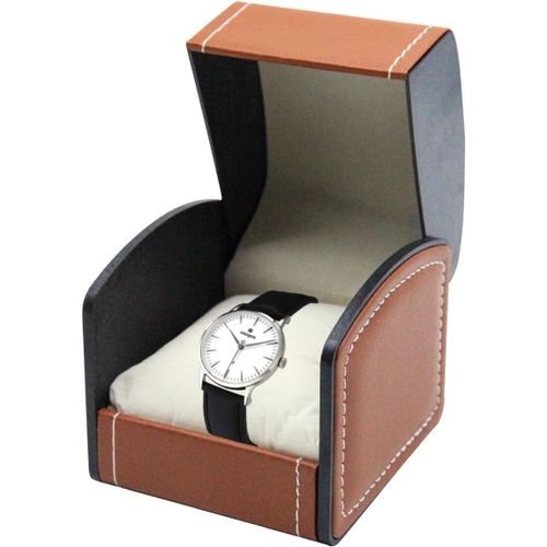 Kal-Boîte À Montres Simple Pour Homme Et Femme - En Cuir Synthétique - Avec Coussin - Petite Boîte Pour Montres, Bijoux, Pendentifs, Colliers, Bracelets, Hommes Et Femmes (Marron)