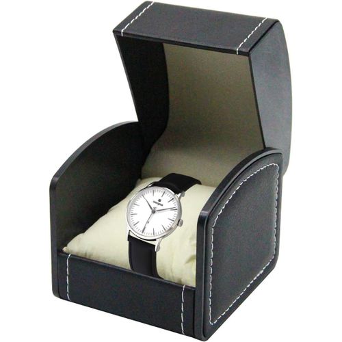 Kal-Boîte À Montres Simple Pour Homme Et Femme - En Cuir Synthétique - Avec Coussin - Petite Boîte Pour Montres, Bijoux, Pendentifs, Colliers, Bracelets, Hommes Et Femmes (Noir)