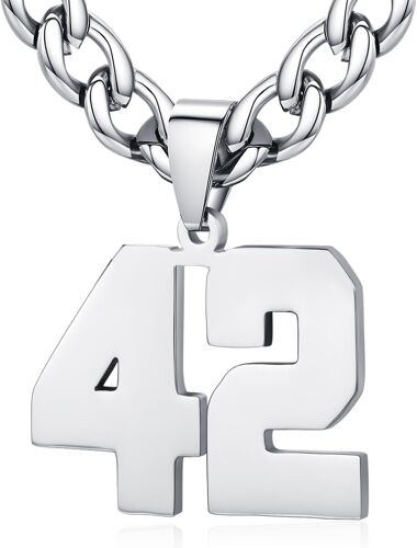 Tianyi-Homme Femme Collier Numéro Sportif Pendentif De Chiffre 0-99 Chaîne Cubaine Largeur 6mm En Acier Inoxydable Longueur Réglable