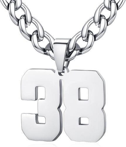 Tianyi-Homme Femme Collier Numéro Sportif Pendentif De Chiffre 0-99 Chaîne Cubaine Largeur 6mm En Acier Inoxydable Longueur Réglable