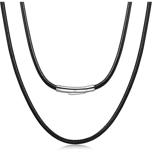 Kal-Cordon Cuir Pour Collier Homme 3mm Pour Pendentif 60 Cm Avec Fermoir Acier Inoxydable Gracon Longue Chaine Cuir Grosse Pour Femme Cadeau Anniversaire Petit Ami Valentin