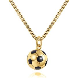 Kal-Colliers Pour Homme, Collier Homme Acier Inoxydable,Football Collier Homme Argent, Or, Chaussures De Football Forme Pendentif, Hip Hop Pendentif, Cadeau Pour Les Hommes