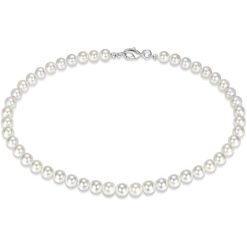 Kal-Collier De Perles Pour Hommes, Collier De Perles Blanches, Collier De Fausses Perles 8mm, Colliers Pour Hommes, Collier De Perles D'eau Douce