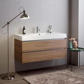 Meuble Salle De Bain 120cm 2 Tiroirs Chêne Naturel Et Lavabo 1 Bac | Vittoria