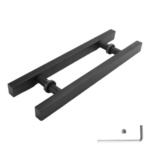 Verre en acier inoxydable noir mat / poignée de porte en bois