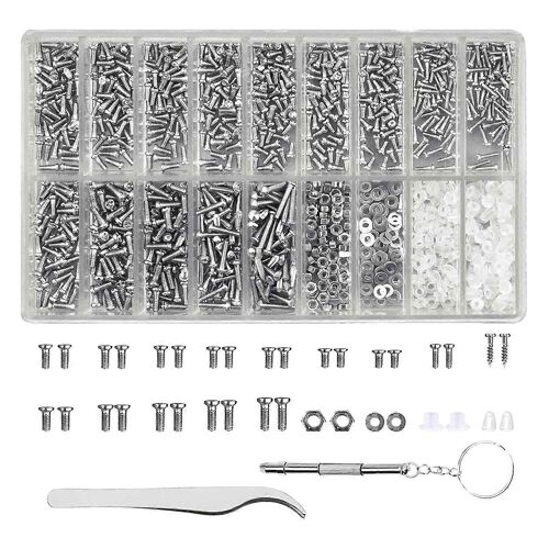 Kit d'outils de réparation de lunettes 1000Pcs Assortiment de vis et d'écrous de lunettes avec mini tournevis et pince à épiler