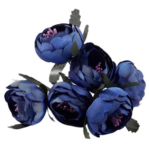6 pcs/lot Simulation Soie tissu bouquet mariée tenant fleurs fleurs décoratives (Royal bleu violet