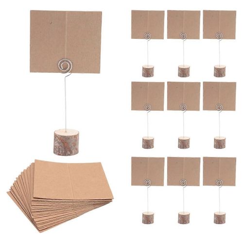 30Pc Porte-Cartes Places en Bois avec Fil Tourbillon Kraft Marque-Places