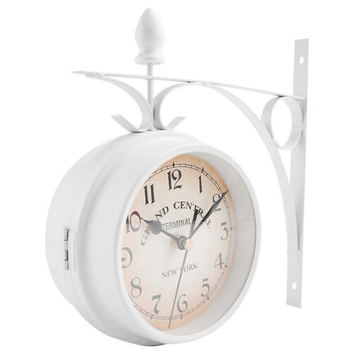 Fer rond Tenture murale Double face Rétro Station horloge Home Decor