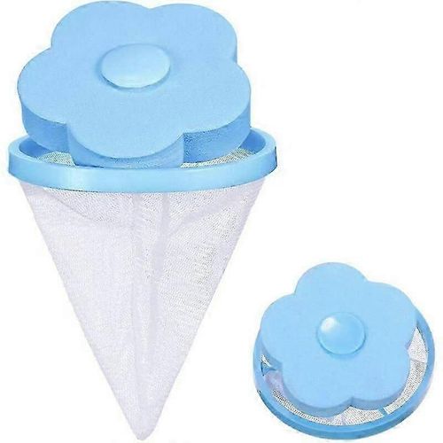 Filtre à cheveux Filet Machine à laver flottante Outil de nettoyage réutilisable ménager Outil d'extraction Peluche Sac en maille Filet Sac filtrant Pochette de balle de lavage (1x bleu)