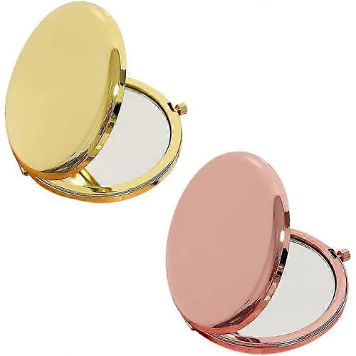 2pcs 6.5cm Miroir Compact Petit Miroir Portable Double Face Grossissant Maquillage Miroirs Sac À Main Sac À Main 