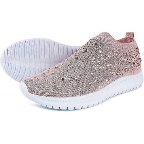 Chaussures De Marche Orthopédiques À Enfiler Respirantes En Cristal Pour Femmes,Baskets De Soutien De La Voûte Plantaire Respirantes Ultra-Légères,42