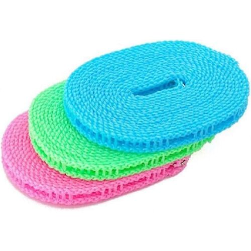 3pcs 5m Cordes à linge portables Ligne de lavage Corde à linge pour l'utilisation du séchage à domicile intérieur extérieur