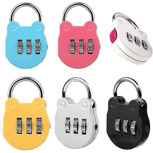 6pcs cadenas à combinaison,mini,coloré,coloré Mini cadenas à combinaison réinitialisable (6 couleurs)